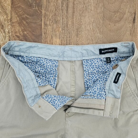 Bonobos Shorts Mens 31 Tan 5" Inseam Chino Zip Pocket Casual - Picture 4 of 7